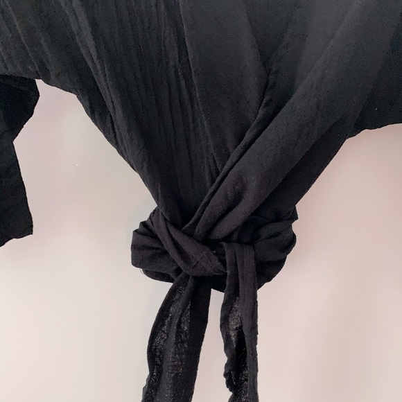 Vintage Black Gauze Wrap Boho Top - Picture 13 of 14